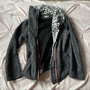 Gray & Leopard Print Jacket